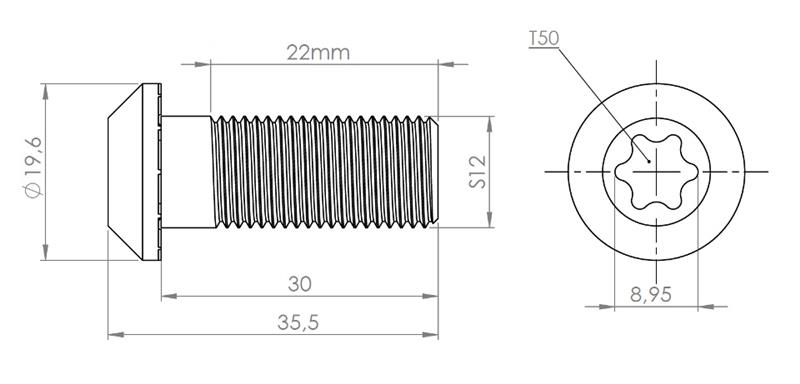 Śruba centralna samogwintująca S12x30 [10]